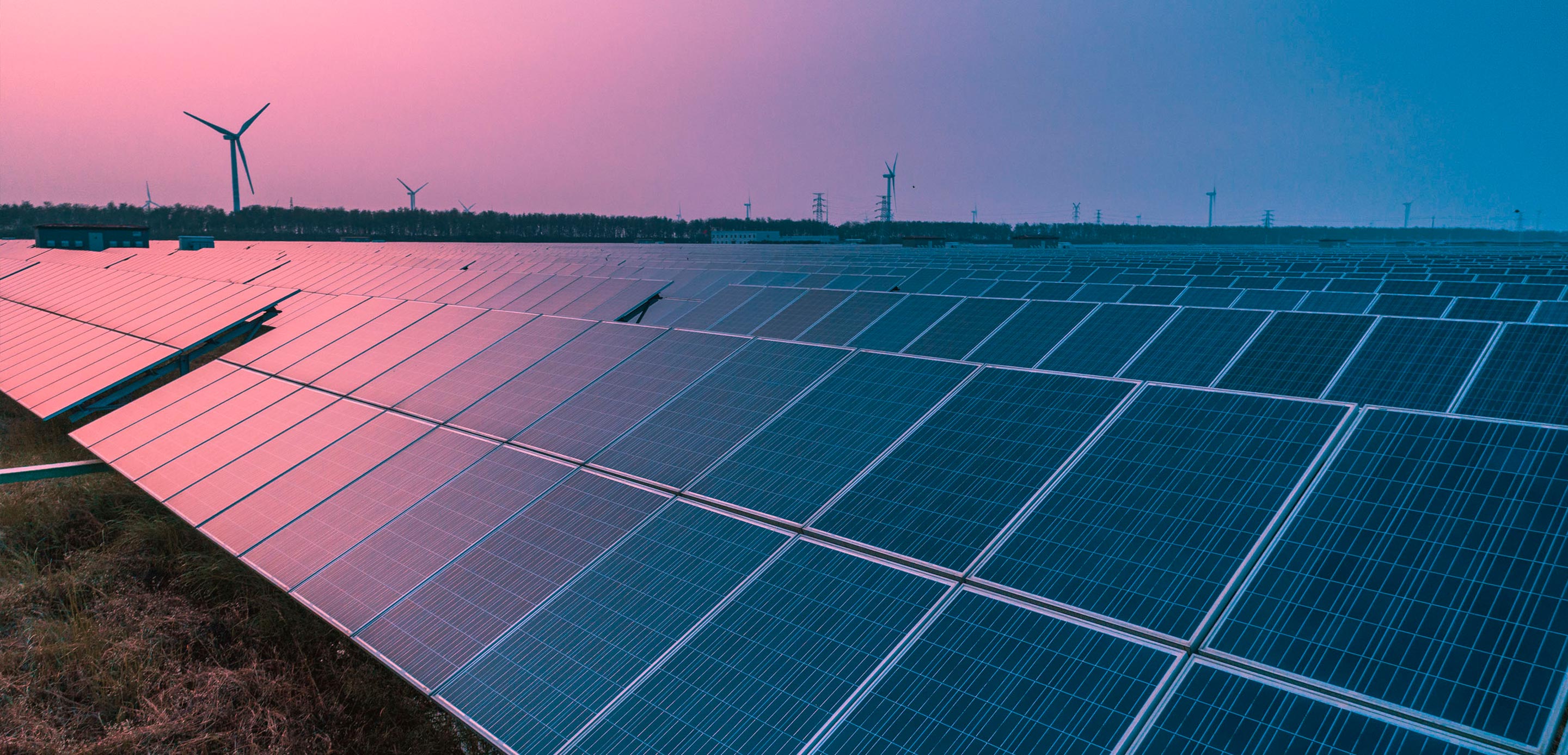 Solar panels with wind turbines for green clean energy  Solar panels with wind turbines for green clean energy